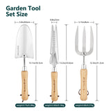 Berry&Bird Gardening Hand Tool Set - 3PCS Stainless Steel Garden Tool Kit Multifunctional Tool with Wooden Handle Trowel