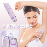 Bikini Trimmer for Women,2-in-1 Electric Razors for Womens with Painless Ceramic Blades,Waterproof Wet & Dry Use,Rechargeable Dual Head Electric Shaver for Pubic Legs Underarm Face Hairs& Body