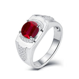 Oseew Gold Mens Created Ruby Ring for Men Sterling Silver/ 10k/14k/18k Gold Created Mens Ruby Gemstone Rings Customized 2-6 Carat Men's Ruby Ring Engagement Ring Promise Ring For him