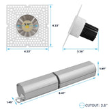 LUXRITE 1-Inch LED Trimless Recessed Spotlight with Nickel Reflector Trim Replacement 10W 850LM, 2700K-5000K, 38° Beam Angle, Dimmable, Push-n-Lock, CRI90, Damp & IC Rated ETL White + Nickel (4 Pack)