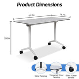 Office Folding Mobile Conference Table with Wheels, Modular Rolling Training Seminar Desk for School Classroom Meeting Office Library, 61.0IN, White, 10