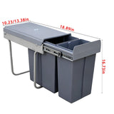 Slim Double-Lid Pull-Out Trash Can for Narrow Kitchen Cabinets - Dual-Bucket Design, Odor Control, Space-Saving Storage (10.23 x 18.89 x 16.73 in)
