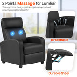 FDW Recliner Sofa Massage Chair Home Theater Seating with Lumbar Support and Padded Backrest for Living Room and Bedroom (Leather, Black)