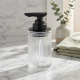 Automatic Touchless Liquid Soap Dispenser Clear Glass Rechargeable Type C with Matte Black Pump for Hand and Dish Soap 12 oz Kitchen and Bathroom Countertop
