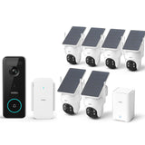AOSU Outdoor Security Bundle – 6-Cam Wireless Solar Camera Kit with 360° Pan-Tilt & Human Tracking + 5MP Wireless Video Doorbell with Dual-Band WiFi, aosuBase Storage, Alexa & Google Assistant Compati
