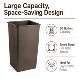Getzi 5 Pack Brown 50 Gallon Square Commercial Trash Can, Heavy Duty Resin Waste Bin