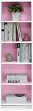 5-Tier Reversible Color Open Shelf Bookcase , White/Pink