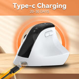 Wireless Ergonomic Vertical Mouse with OLED Screen Display for Right Hand (White) Eelexa