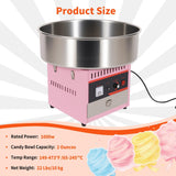 1000W Pink Cotton Candy Machine with 15" 2 Ounces Stainless Steel Bowl, Adjustable Temp Cotton Candy Maker, Nostalgia Candy Machine Dispenser with Sugar Scoop, for Home, Kids, Birthday (without cart)