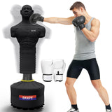 Punching Dummy, Durable Silicone Punching Bag with Large Stable Base for Adults & Kids, Freestanding Training Target for Boxing, Taekwondo, MMA, Home Gym(Black-2)