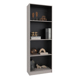 Tuhome Home 71" Tall Standard Bookcase with 5 Open Storage Shelves, Closed Back, Freestanding Living Room, Office or Bedroom Storage (Model M1), Silver Oak/Wenge