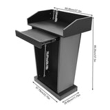 Podium Stand with Slide Drawer, 37.5" Wooden Lectern Pulpit with Large Reading Platform for Church Office