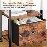 Furologee 5 Tier Bookshelf with Drawer, Tall Narrow Bookcase with Shelves, Rustic Brown