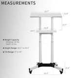 Mobile 24 x 16 inch Lectern Podium, Height Adjustable Steel Rolling Laptop Cart on Wheels