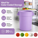 Getzi 6 Pack 20 Gallon Purple Round Commercial Trash Can