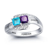 Oseew Mothers rings with 2 birthstones 14k gold mothers ring 2 birthstones real white gold personalized mothers ring 18k gold Mother daughter Ring 10k Gold