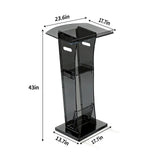 43" Semi-Transparent Black Acrylic Podium&Lectern Stand Portable with Storage Shelf