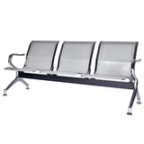 buenotoys 3-Seat Waiting Room Chairs - Waiting Room Bench with Arms Airport Reception Bench Guest Reception Chairs Lobby Bench Waiting Area for Airport Market Bank Hospital School Barbersho, Silver