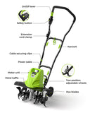 BUCOTOD 18-Inch 13.5 Amp Tiller/Cultivator with 6 Steel Tines, 3-Adjustable Wheels, Foldable Handle, 8'' Tilling Depth Electric Corded Tillers