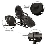 BarberPub Salon SPA Massage Bed Tattoo Chair Facial Adjustable Table Beauty Equipment 0100 (Black)