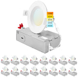 LUXRITE 16-Pack 3 Inch Ultra Thin LED Recessed Lighting, 6W, 5 Color Selectable 2700K | 3000K | 3500K | 4000K | 5000K, CRI 90, 500 Lumens, Dimmable LED Wafer Lights, Wet Rated, IC Rated, Baffle Trim