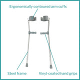 McKesson Forearm Crutches, Arm Crutch, Adjustable, Steel Frame, 28 in x 37 in, 2 Box