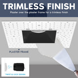 LUXRITE 3 Inch LED Recessed Trimless Spotlight with Black Interlocking Trim, Twist N' Lock, 5CCT 2700K-5000K, 15W, 1000LM, CRI90, 38°, Dimmable, IC Rated, Wet Rated, ETL, White + Black (6 Pack)