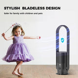 U ULTTY Bladeless Tower Fan and Air Purifier in one, Quiet Tower Fan with Remote, Touch, 9 Speeds, 8H Timer, HEPA Filter 99.97%, 90° Oscillation Fans, Floor Fans Powerful for Home Office Room, Black
