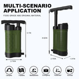 Ginkin Portable Water Filter Pump, 0.01 Micron Manual Survival Water Purifier for Camping Hiking Backpacking Emergency, Fast Flow Removes Harmful Substances & Sediment (k8188 Green)