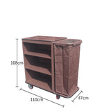 This Commercial Traditional Janitorial Cleaning Cart, 3 Shelves Housekeeping Cart with Bag for Office, Hotels, and Apartment,Brown