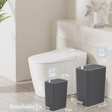 rejomiik Small Bathroom Trash Can with Lid, 3.2 Gallon Step Garbage Can with Handle