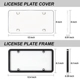 LoyaGour 2Pack Transparent License Plate Cover and Frames,Clear Front and Rear License Plate Holder,Unbreakable Car Licence Plate Frame Protector fits Any US Plates with Screws & Caps (Black Frame)