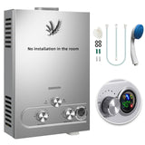 16L Propane Tankless Water Heater, 4.8GPM Camping Water Heater, Outdoor Portable Hot Water Heaters with Digital Display and Overheat Protection for Camp Boat Cabins