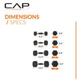 CAP 100 LB Coated Hex Dumbbell Weight Set with Comfort Grip and with Vertical Rack