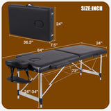 VIRRMO Portable Massage Table with Neck Stretcher, Light Weight 84 in Massage Bed Adjustable Lash Bed Tattoo Table for Eyelash Extensions Beauty Spa (Aluminum, Black)
