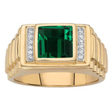 Oseew Created Emerald Ring for Men Sterling Silver/10k 14k 18k solid gold Square Emerald Gemstone Engagement Ring Promise Ring for Him Men’s Fine for Him Husband Anniversary