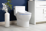 ALPHA BIDET iX Pure Bidet Toilet Seat in Elongated White | Ultra Low Profile | Endless Warm Water | Arced Stainless Steel Nozzle | Blue LED Nightlight | Dryer