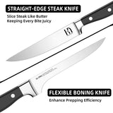 KnifeSaga Knife Set, 15 Pcs Kitchen Knife Block Set, Enduring Razor-Sharp High Carbon Stainless Steel Chef Knife Set with Block and Sharpener