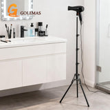 Golemas Hair Dryer Stand, Height Adjustable Hands-Free Lazy Blow Dryer Holder with 180 Degrees Rotatable Larger Clamp Non-Slip Tripod, for Bathroom, Vanity, Makeup Room Floor or Countertop Pet Salon