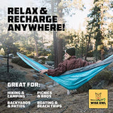 Wise Owl Outfitters Camping Hammock - Portable Hammock Double Hammock Camping up to 500lbs, Accessories for Outdoor, Indoor w/Tree Straps, Double Blue & Grey