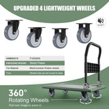 WUD Push Cart, Folding Mobile Platform Trolley,Thickened and Reinforced, 360° Swivel Wheels