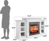 Naice 72" Electric Fireplace with Mantel and Cabinets, Fireplace TV Stand for Living Room Bedroom, Stacked Stone Surround and Remote Control 3D Realistic Flame