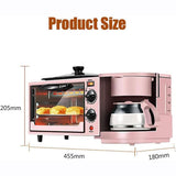 Electric Breakfast Machine,3-In-1 Breakfast Station with 1.2L Cooking Pot, 9L Large Capacity Baking Area, and Coffee maker,100-230° Temperature Control & 30min Timing,for Kitchen(Black)