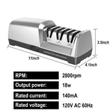 Electric Knife Sharpener 3 Stage, With 100% Diamond Abrasives and 15° Precision Angle Guides, Knife Sharpener Electric for all Kitchen Knives, Super Quiet Sharpenning and Polishing, Silver