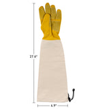 Long Garden Gloves for Men and Women - Breathable Canvas and Thorn Proof Leather Gardening Gloves (Large)