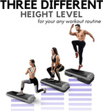 Yes4All Adjustable Workout Aerobic Exercise Step Platform Health Club Size with 4 Adjustable Risers Included and Greater Risers Options - Gray Black