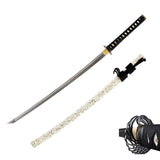 1045 White Dancing Crane Katana for Display & Collection, Full Tang Sword