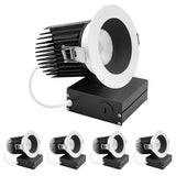 LUXRITE 4 Inch Recessed Light, Regressed Canless LED Spotlight, 5CCT 2700K-5000K, CRI90, 22W, 1700 Lumens High Output, 38º, Interchangeable Black & White Baffle Trim, Dimmable, IC & Wet Rated (4 Pack)