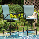 Sophia & William Outdoor Bar Stools Set, Swivel Bar Chairs, Tall Patio Chairs, Supports 300 lbs (Baby-Blue Fabric)