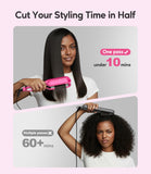 Terviiix 2 Inch Wide Ceramic Hair Straightener Flat Iron for Thick Curly Hair - Heats in 30s, 300F-450F Adjustable, Dual Voltage for Travel, Auto Shut Off, Pink